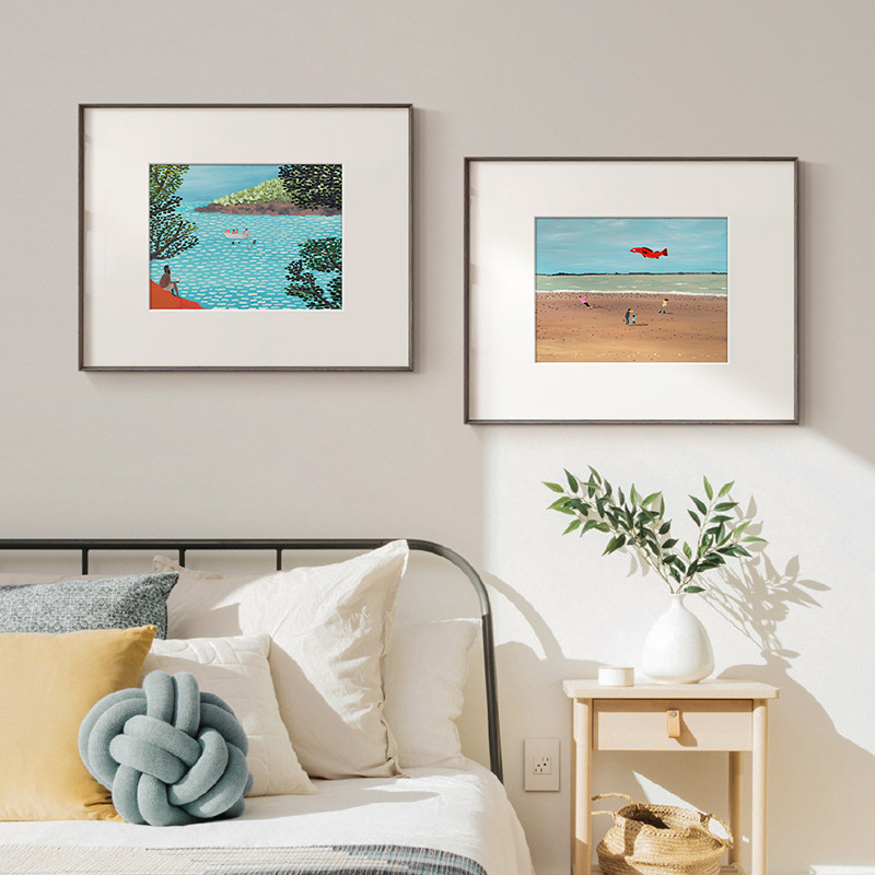 海边风景法式中古包豪斯餐厅玄关卧室挂画北欧小众艺术客厅装饰画|undefined