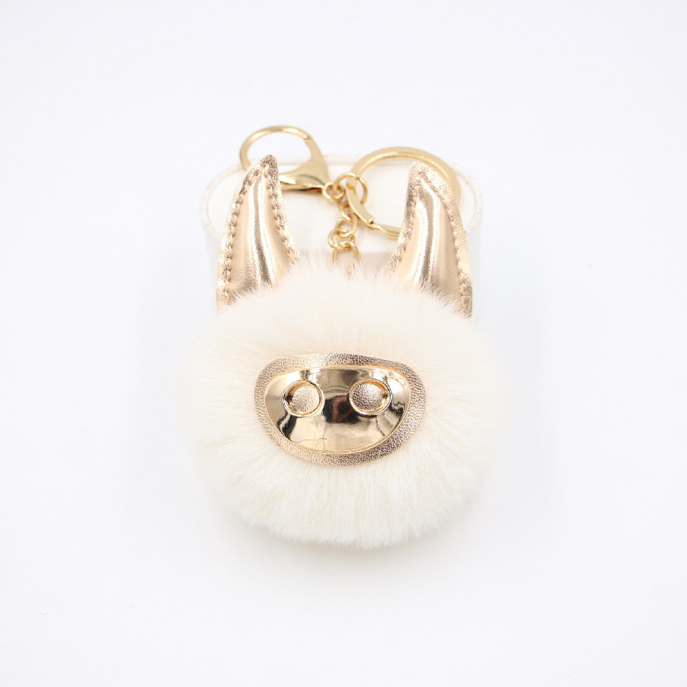 Nouveau Sac De Boule En Peluche Cochon Mignon Brillant Accessoires Pendentif Porte-clés Pendentif Boule En Peluche display picture 2