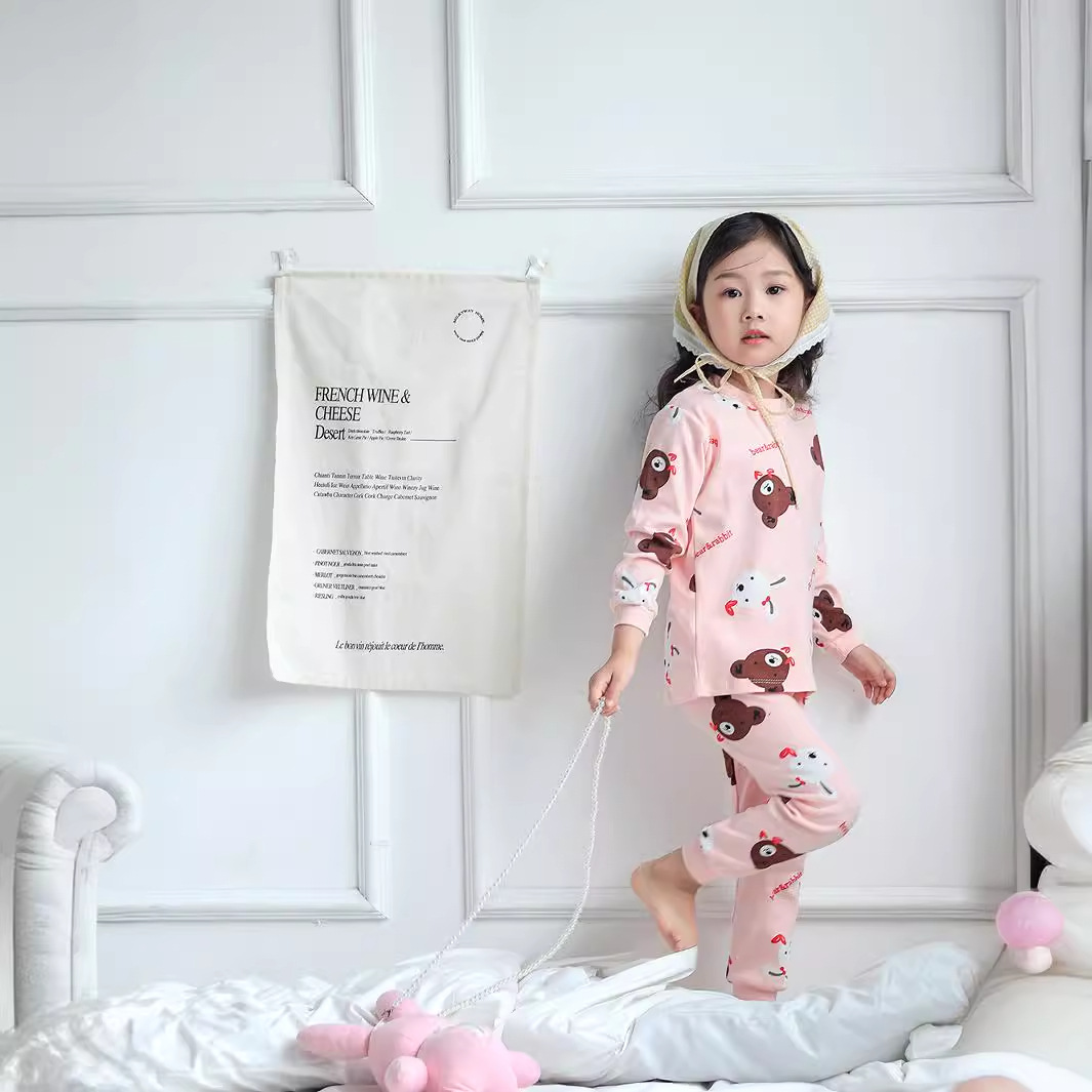 Nuevos niños chaquetas de otoño pantalones de otoño niños ropa interior base set de algodón niñas pijamas bebés ropa para el hogar al por mayor