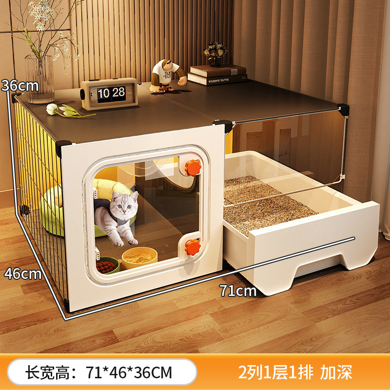 猫ケージ、家庭用屋内猫小屋、猫トイレ一体型、小さなアパート、場所をとらない、1部屋、1リビング、1バスルーム、猫ヴィラ|undefined