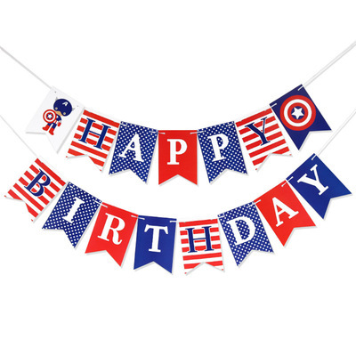 Bebé cumpleaños fiesta decoración fishtail bandera color Capitán América Feliz cumpleaños papel cola de milano tire bandera