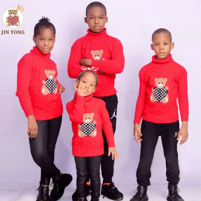 Foreign trade new pattern children sweater Kim Yong Plush Boy Sweater High collar girl Base coat Selling