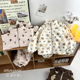 冬季儿童超萌卡通摇粒绒外穿套装中小童外套星星熊头粉底兔头其他