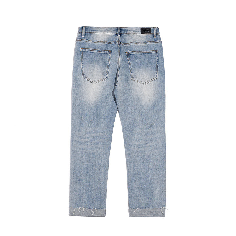 European and American Loose Casual Solid Color Loose Ripped Jeans