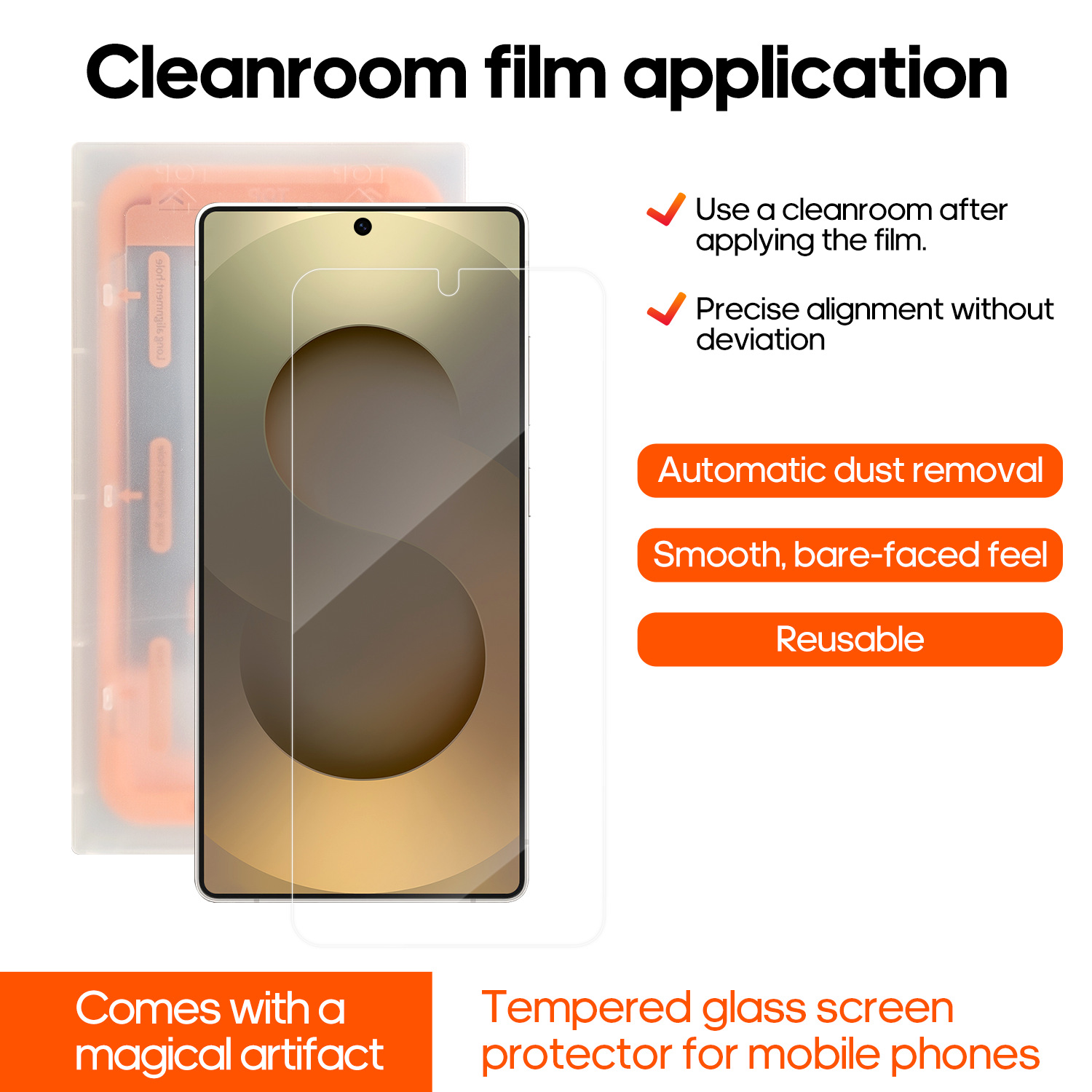 Protector de pantalla de película templada de alta definición, libre de polvo, apto para Samsung s26u/S25+/S23/S24+, a prueba de polvo y golpes.