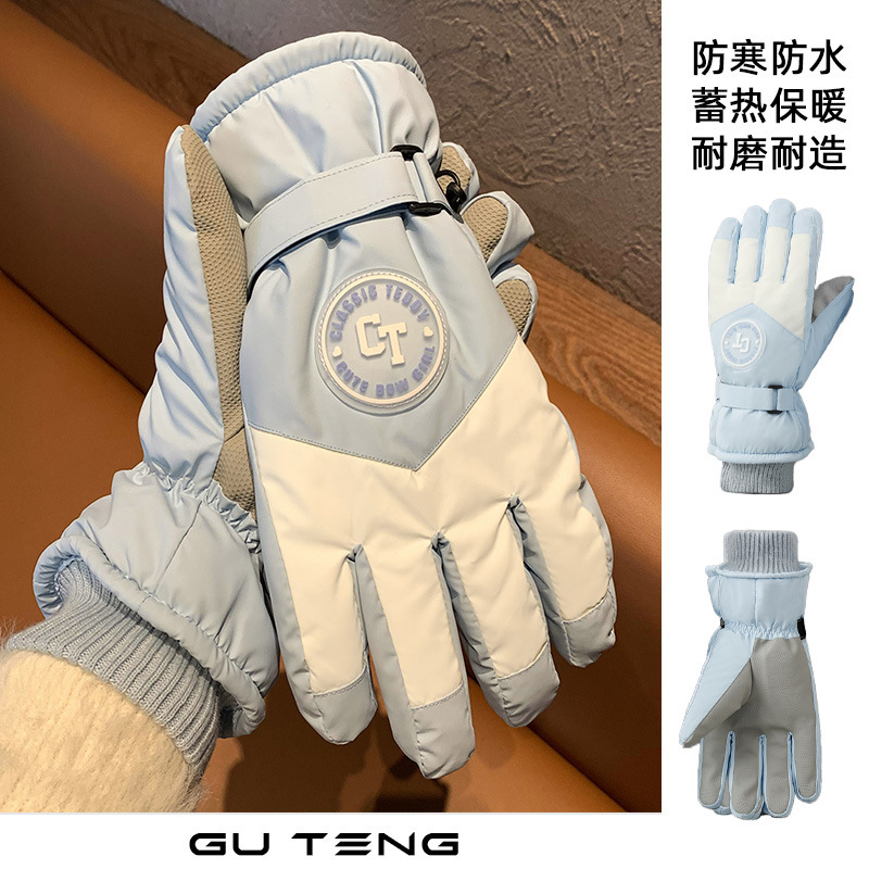 跨境冬季保暖滑雪手套女加绒防风防水防寒户外骑行可触屏登山手套|undefined