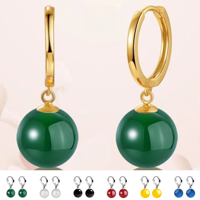 Platinum agate sapphire earrings