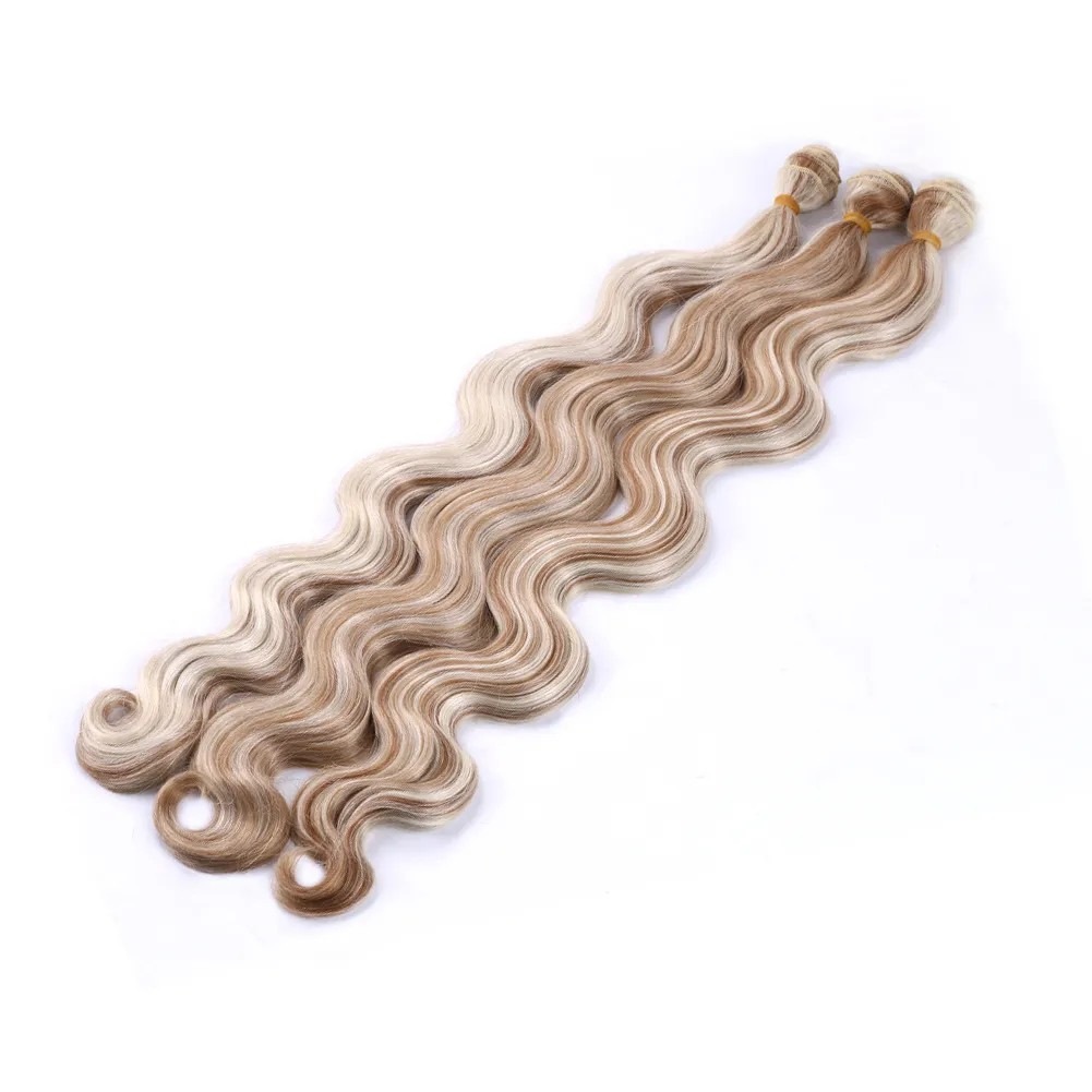 Hårforlængelser Kemisk fiber Højtemperatur silkestrikket hårforlængelse Parykker Big Wave Bodywave Parykker Hårskudsplet_voghion.com