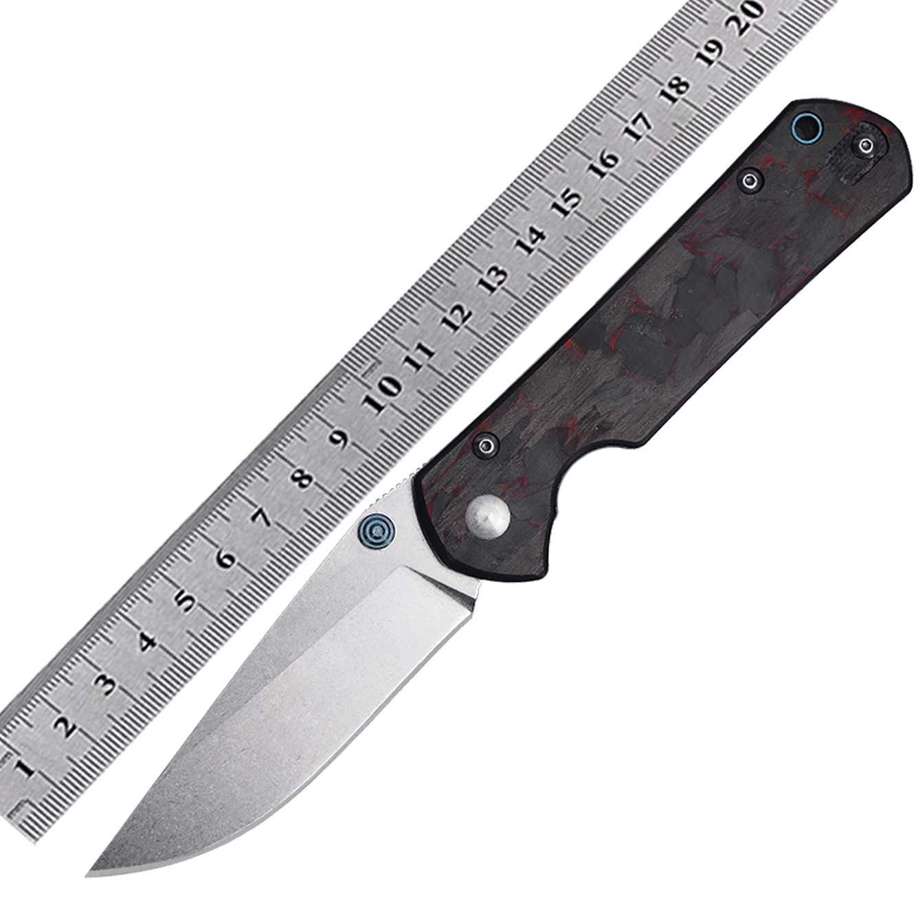 现货折刀轴承直开碳纤维手柄D2钢刀刃户外便携野营登山战术折叠刀