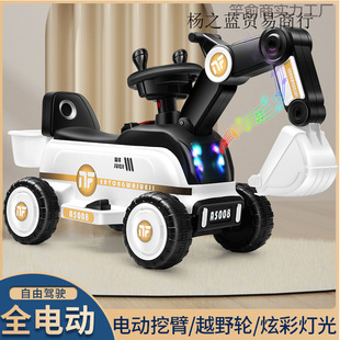 Children's Electric Excavator Can Sit on Baby Engineering Vehicle Large Excavator Electric Stroller Toy Rechargeable
