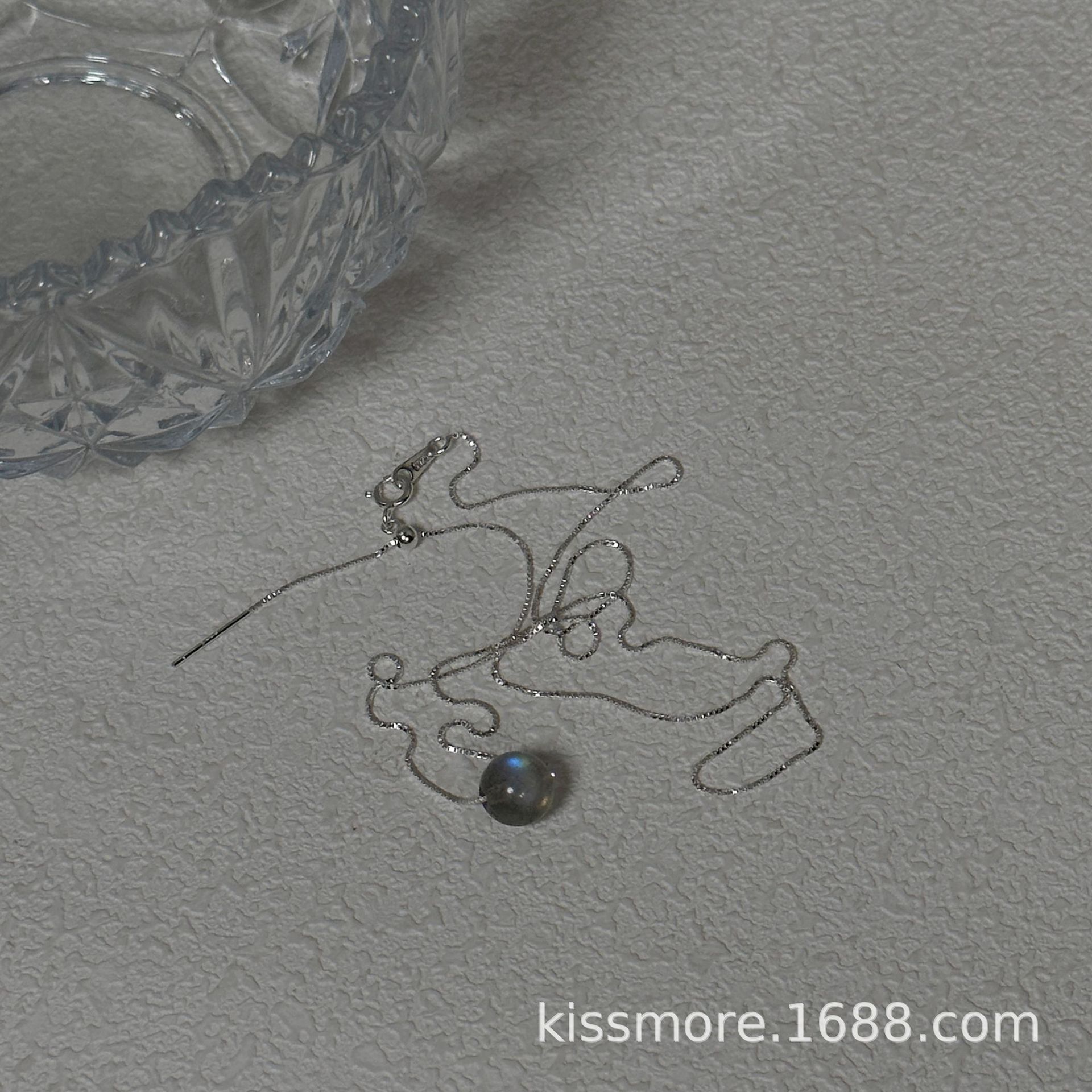 单颗灰月光可调节纯银项链10.png