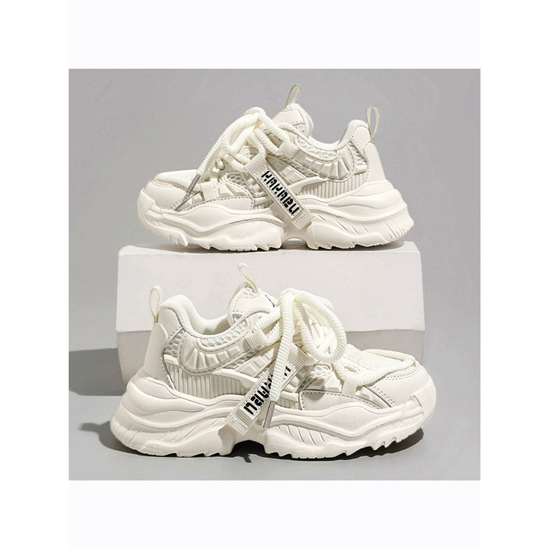 Обувь для девочек, обувь для папы, осень 2023, новые детские дышащие спортивные белые туфли для больших детей для девочек, белые весенне-осенние