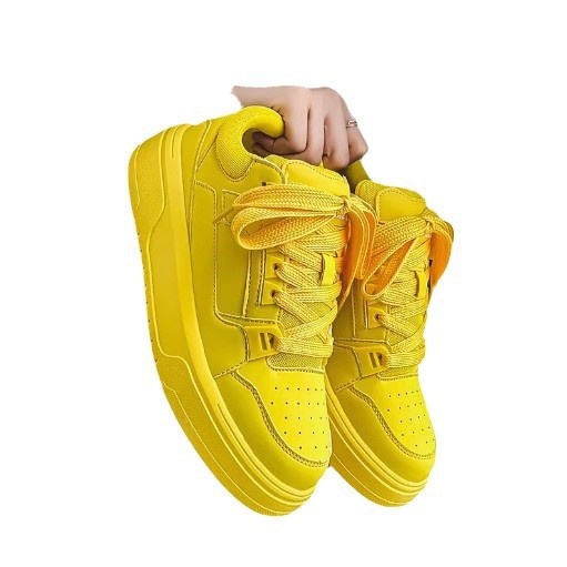 zapatos de hombre marca de moda de otoño alta sensación de skate amarillo casual de estilo de vestir callejera deportes de suela gruesa zapatos de pan alto