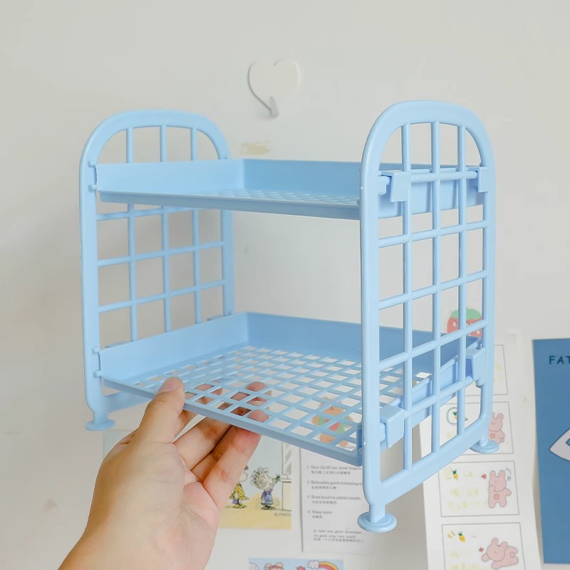 Estante de escritorio de plástico multicapa casero cocina estante de acabado hueco cosmético de doble capa estante de almacenamiento de baño