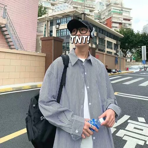 Spring striped shirt, men's long-sleeved, Korean style fashionable handsome loose shirt, lazy style, Internet celebrity, boys 'all-match coat