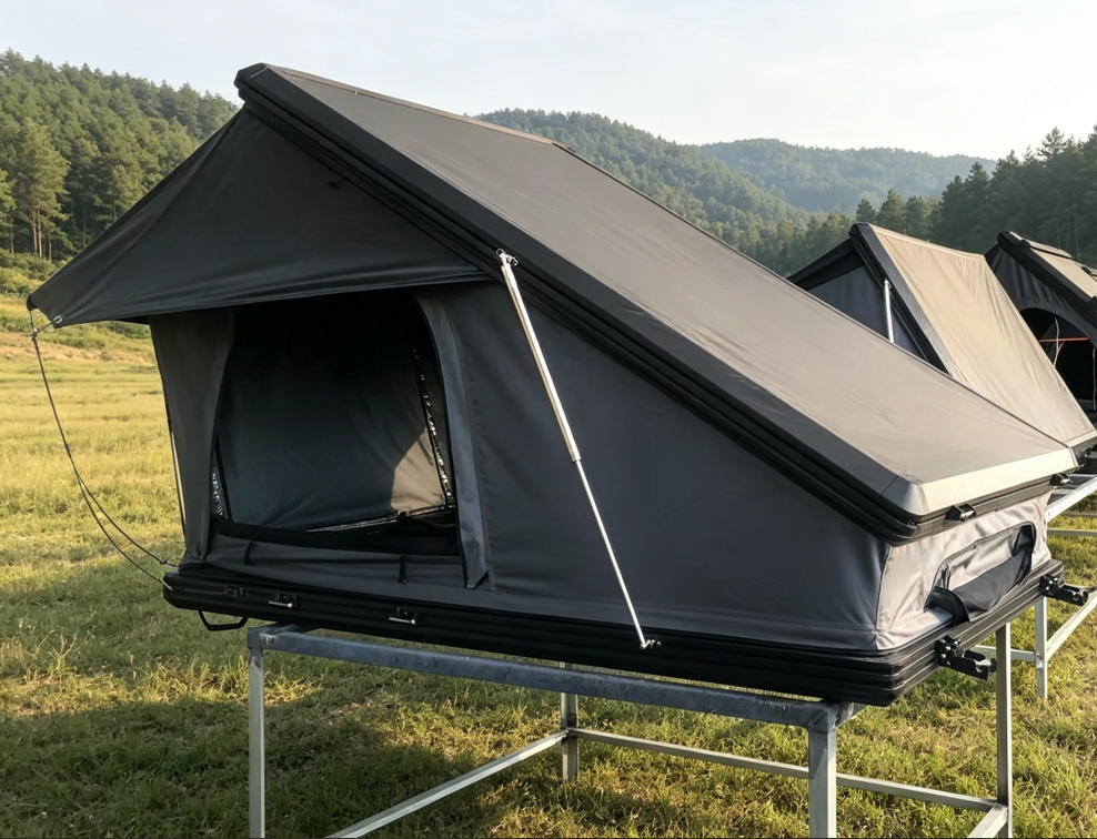 Summer family adventure car roof tent, aluminum alloy hard-top mountain camping pop-up car tent for Wrangler off-road