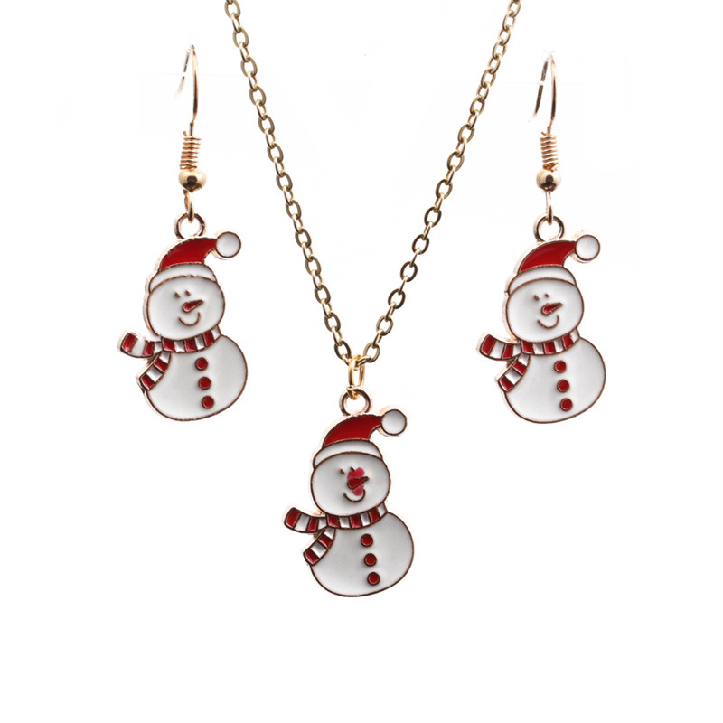 Christmas Gift Snowman Alloy Earrings Necklace Set Wholesale Jewelry Nihaojewelry display picture 2