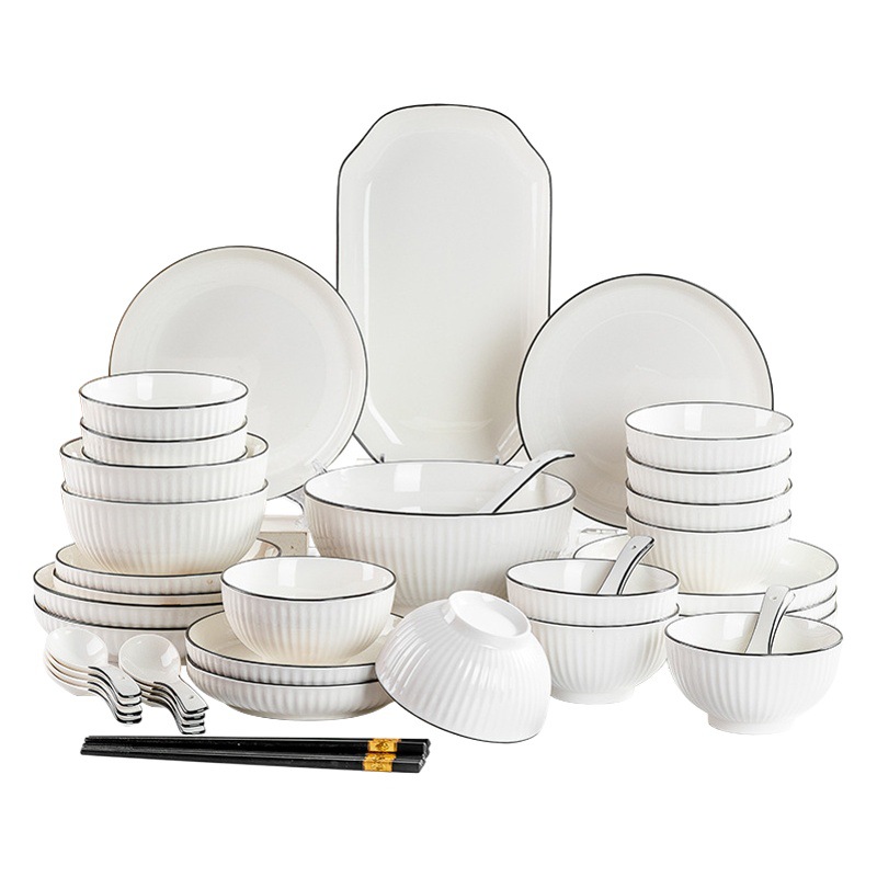 Underglaze Color Ceramic Tableware Dish Simple Nordic Style Internet Popular Dishes Household Dishes suit Microwave Oven Eating Bowl