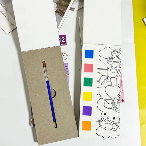 Watercolor Coloring Book, Watercolor Doodle Picture Book, Sanrio Kuromi Cartoon Sticker Note for Kids, Drawing Book with Paints