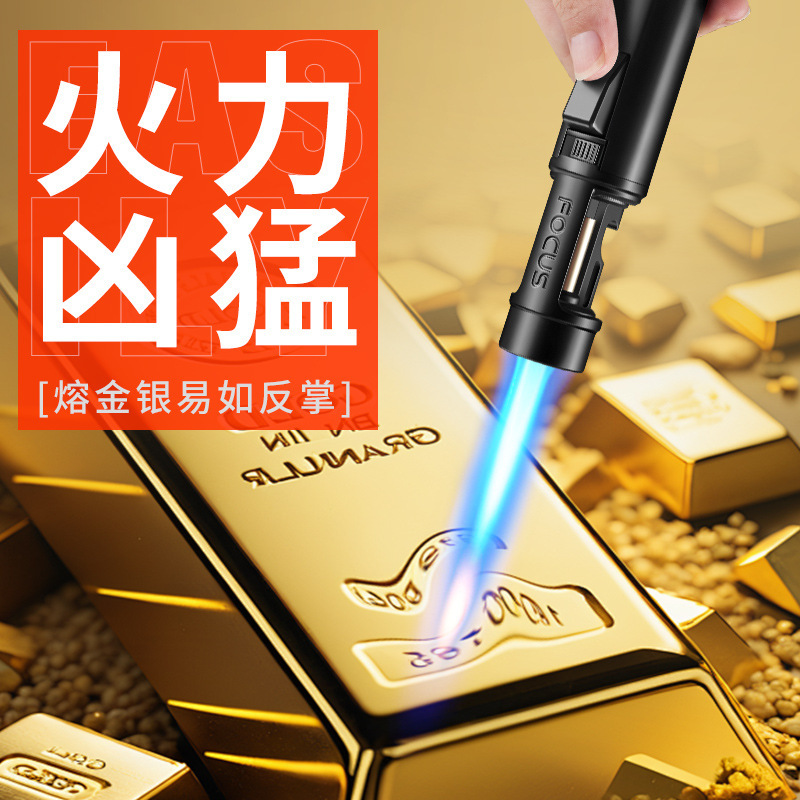 Encendedor creativo pistola llama grande, a prueba viento, abridor botellas, diseño directo rojo.