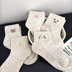 氣泡橘汁 點子紗卡通動物夏季網眼薄款ins女襪少女可愛休閒襪子