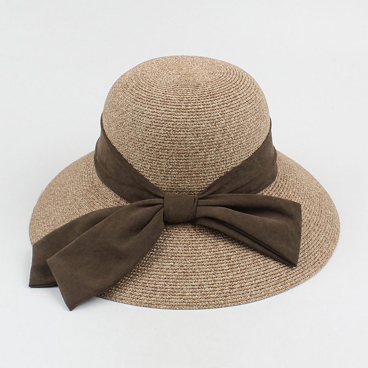 Korean Bow Big Eaves Sunscreen Straw Hat display picture 7
