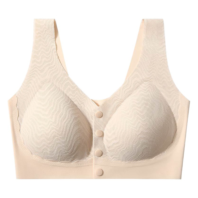 Ropa interior de madre sujetador con hebilla delantera para mujer sin anillo de acero tipo chaleco taza fija para personas de mediana edad y ancianos sujetador sin costuras de seda de hielo verano delgado