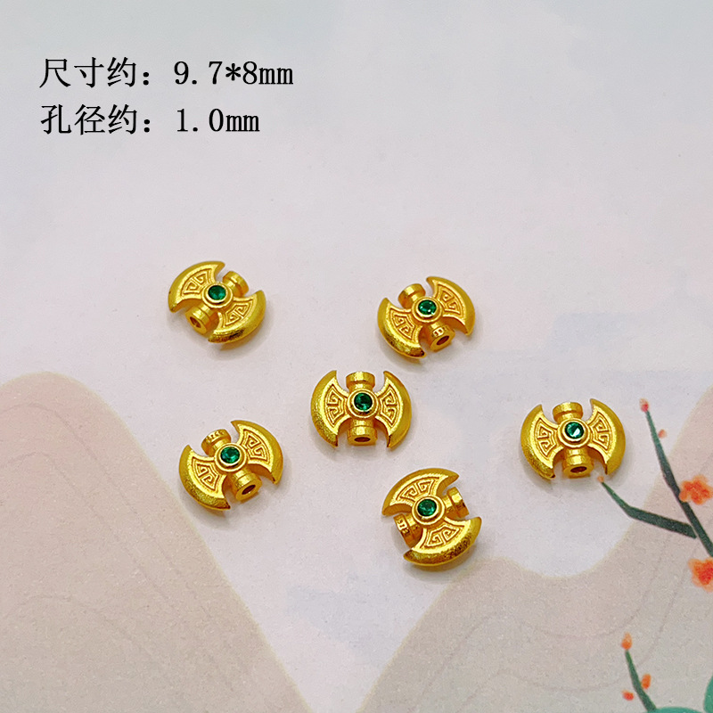 S925 silver, gold-plated, four-leaf clover, yellow Buddha of Wealth, bamboo joint spacer beads, barrel beads, accessories for bracelets, necklaces, and DIY jewelry making