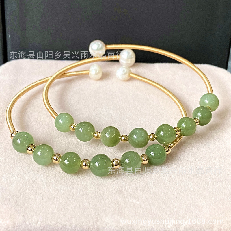 14K Bracelet Natural Hotan Jasper Green Jasper Bracelet Bracelet Jewelry Wholesale