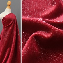 大红色闪光绒韩国金丝绒面料 亮光bling四面弹力柔软服装背景布料
