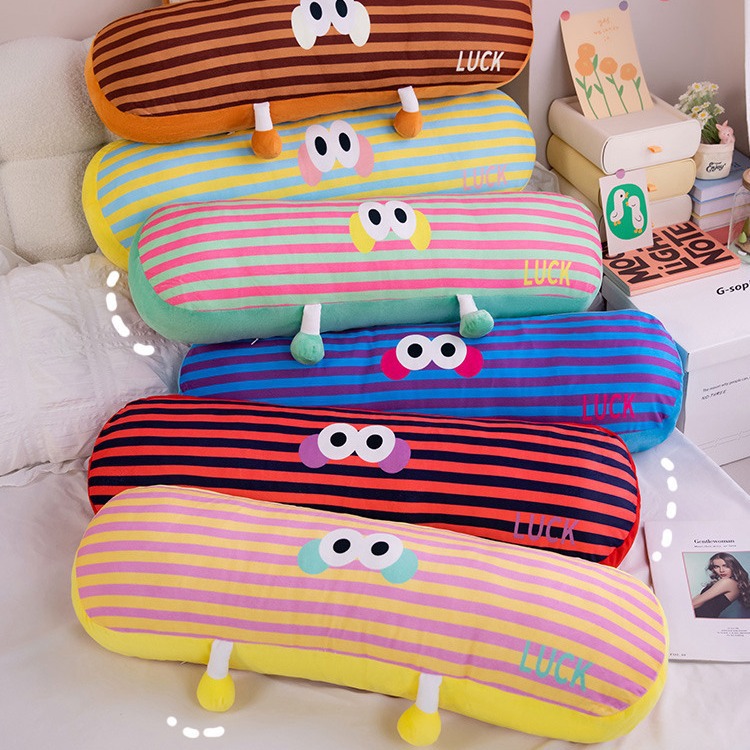 almohada de abrazo larga de alto valor facial rayas de dopamina súper lindas niñas dormir sofá sala de estar cumpleaños almohada de cabeza peluche