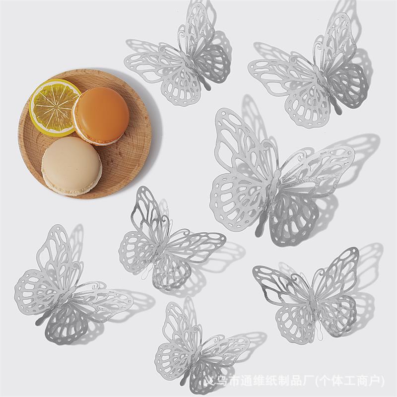 12 pegatinas doradas de mariposas huecas para pared, pegatinas de mariposas para decoración de paredes del hogar, pegatinas creativas de mariposas.