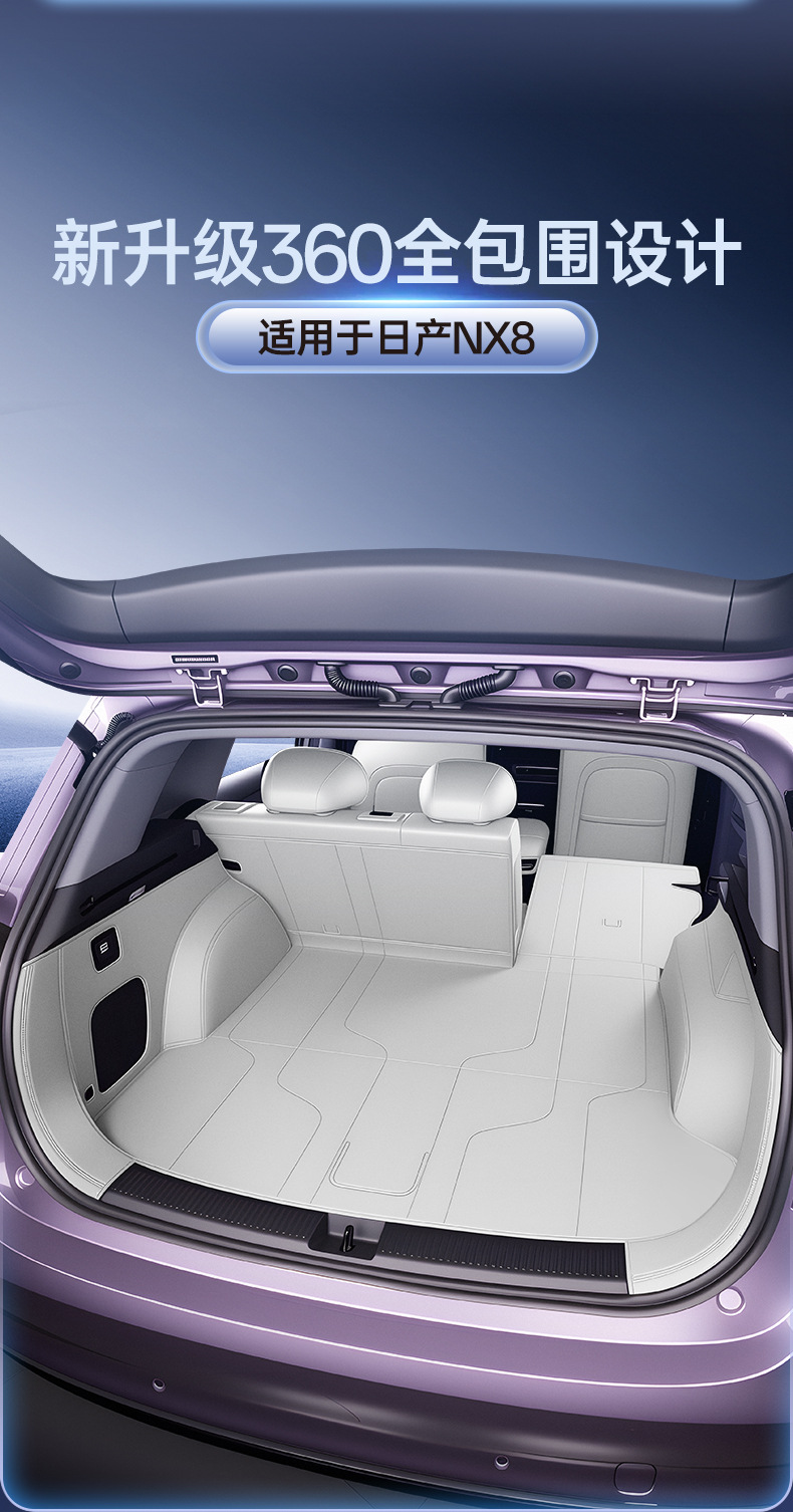 Suitable for Nissan Nx8 Trunk Mat, Full Surround, Nx8-Specific Interior Car Accessories, Modified Trunk Mat