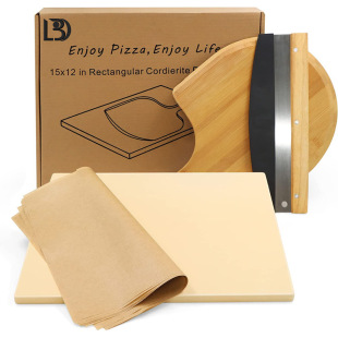 Cordierite pizza baking plate square pizza baking plate stainless steel pizza cutter bamboo pizza shovel 13-piece baking set