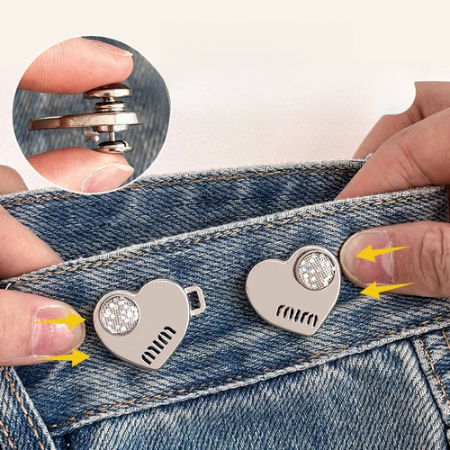 Waist-tightening buttons with love, no sewing, detachable pins, waistband can be changed to smaller tightening buttons, invisible adjustable hidden buttons