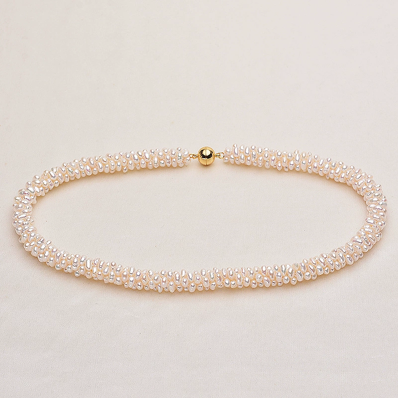 Tirian Pearl Природный пресноводный жемчуг Ожерелье Браслет Комбинация Shaped Маленькое плетеное ожерелье в стиле барокко Магнитная пряжка
