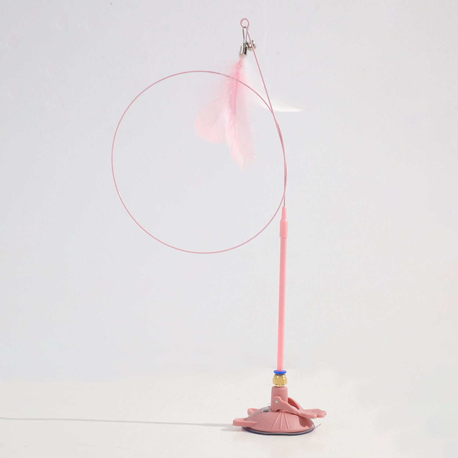 Juguete para gatos Macaron gatito potente ventosa divertida varilla larga puede sostener plumas de alambre de acero campana divertida varilla para gatos