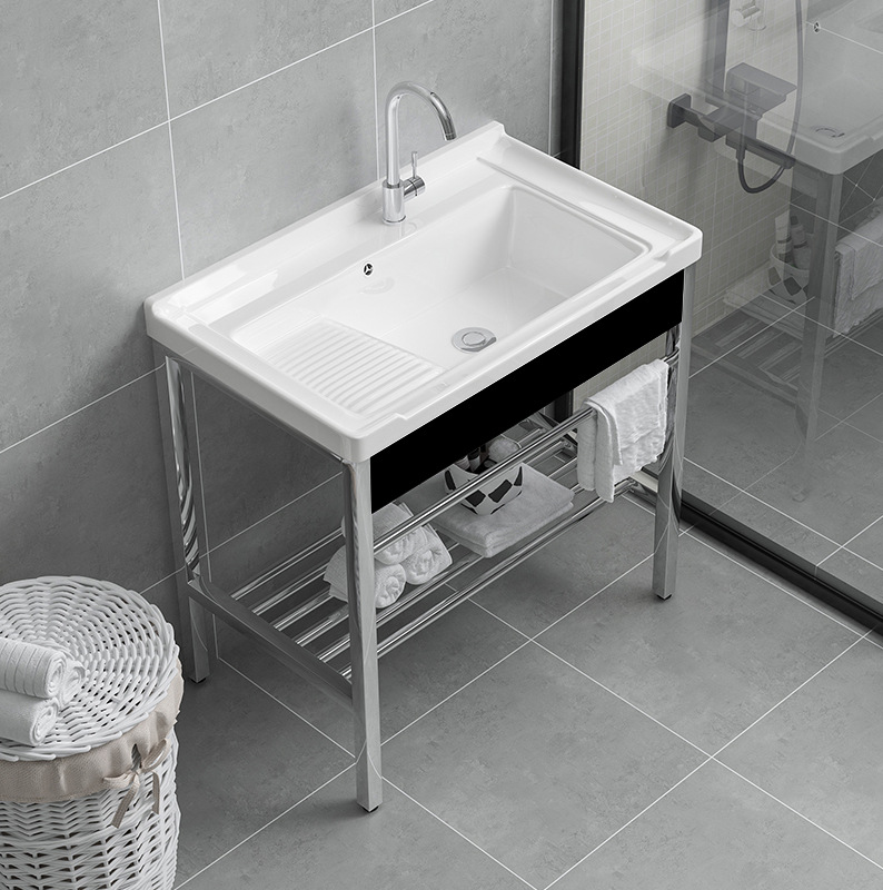 lavabo de acero inoxidable con tabla de fricción lavabo lavabo balcón al aire libre lavabo lavabo lavabo cerámica integral lavabo