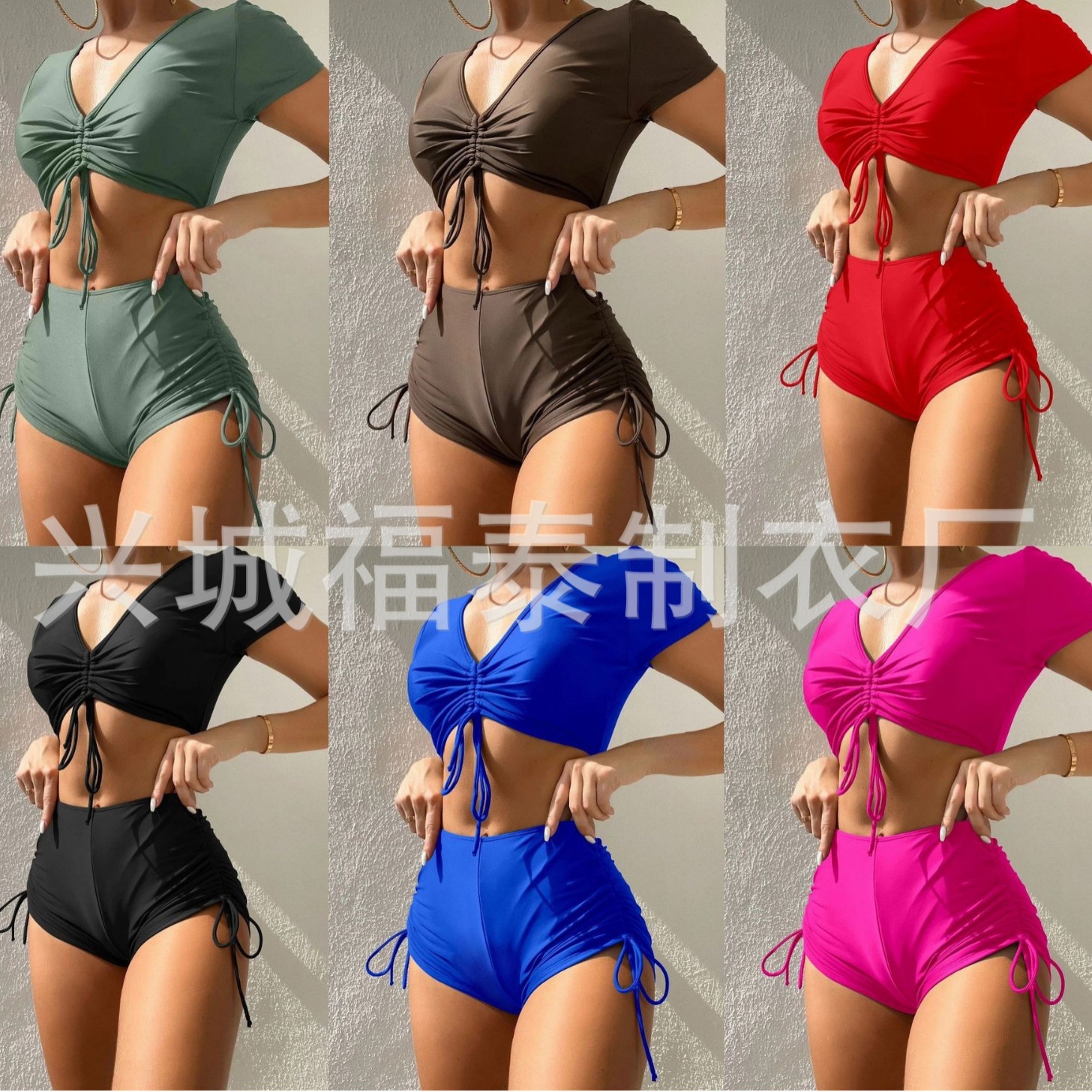 2024 Cross-border Fashion Short-sleeved Women's European and American Swimwear High-end Sexy Women's Two-piece Swimwear suit Amazon