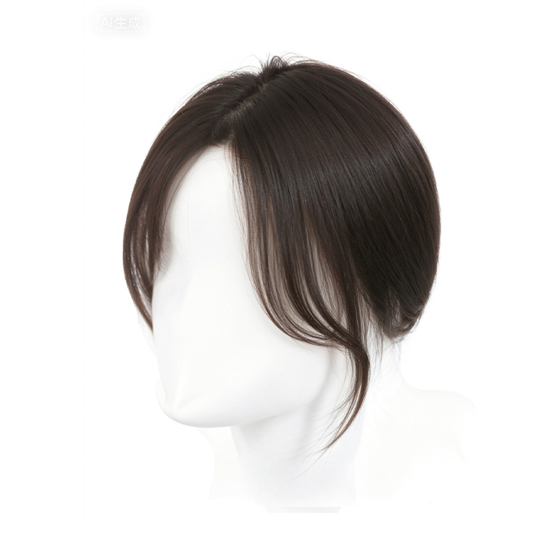 Pelucas de cabello para mujeres con cabello real sin marcas cubiertas de cabello blanco frangeo de ocho caracteres tejido a mano frangeo flácido aumento de cabello falso