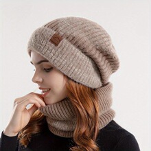 G 37398 Double Color Knit Hat Scarf Set �pɫᘿ�ñ ���l