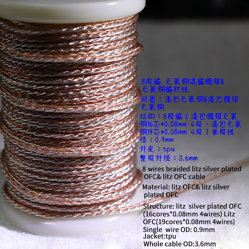 （批发价）HAKUGEI 8股编 无氧铜混编镀银