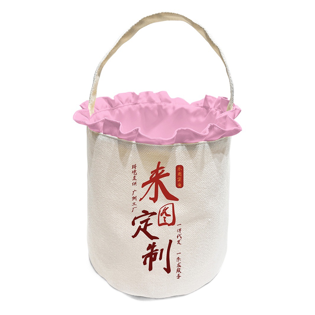 Guangdong Zhaoqing, bolsa de dulces para niños, cesta de encaje, bolso de mano de algodón y lino de 300g, cesta de Pascua xqds0190a
