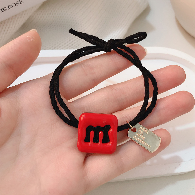 Año Nuevo feliz corda de cabello roja de amor chica de alta elasticidad duradera cola de caballo corda de goma anillo de cabello adornamiento para el cabello