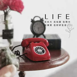 微缩食玩具模型场景 娃娃屋配件迷你固定电话