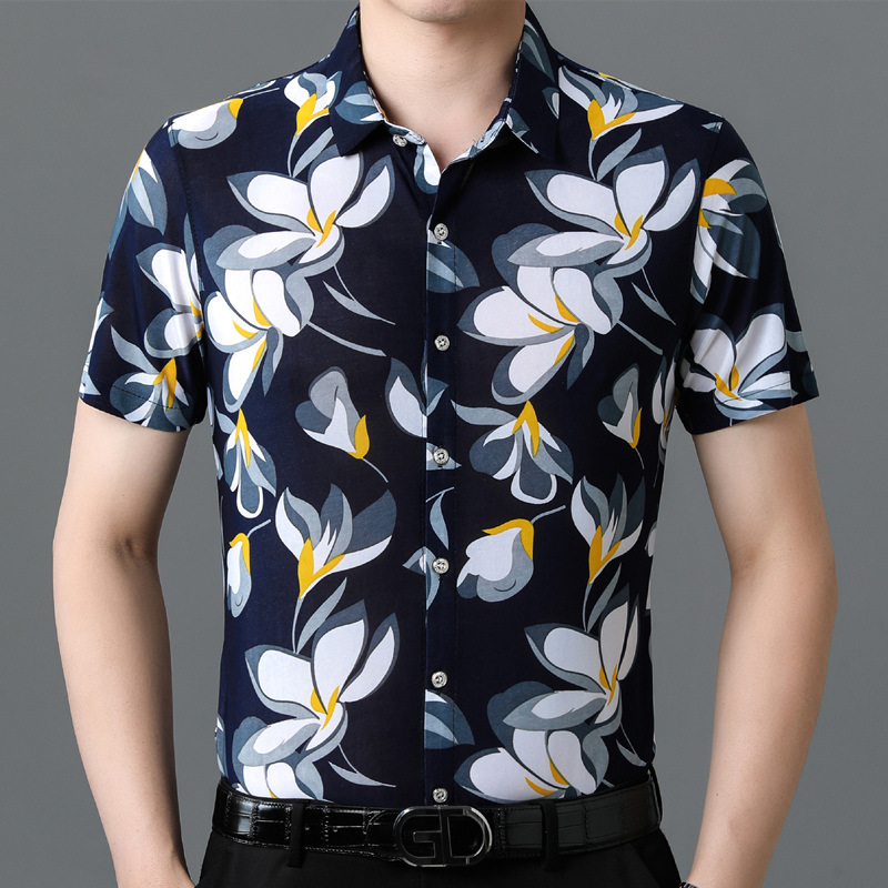 Men's silk casual summer shirt