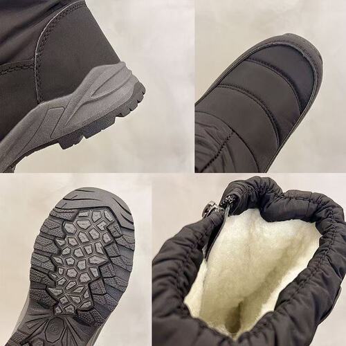 Warm snow boots, women's winter non-slip and velvet mid-tube boots, couple's side zipper platform sole cotton shoes, cotton boots