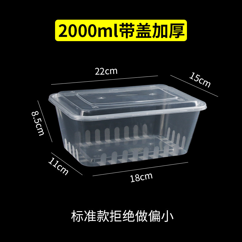 长方形一次性餐盒外卖打包盒透明加厚带盖饭盒塑料快餐盒商用摆摊|undefined