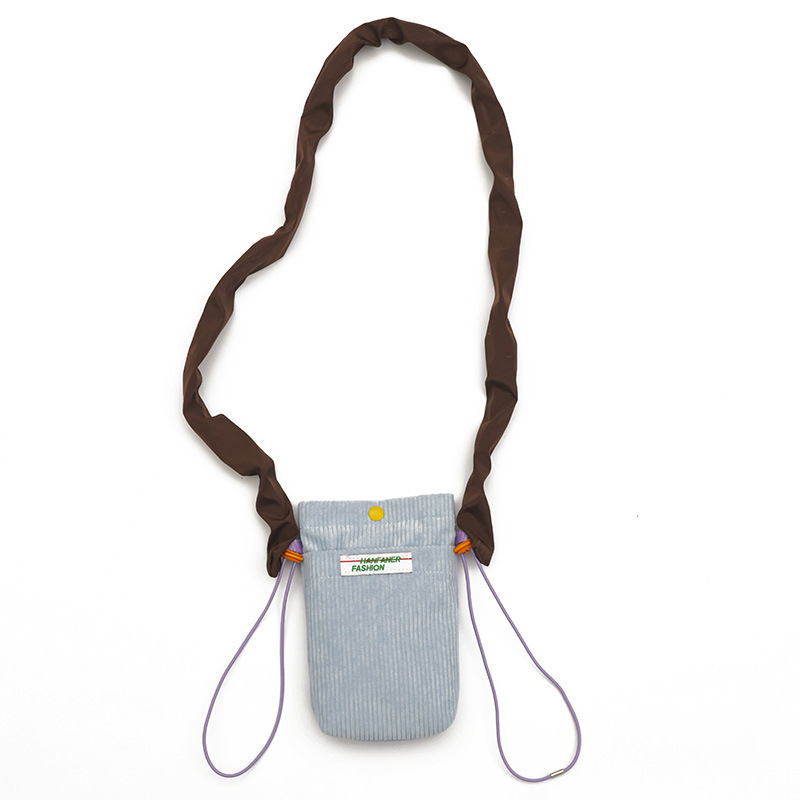 Bolso pequeño de pana mini retro para teléfono móvil Kong Hyojin mismo estilo Corea de nicho color de contraste bandolera para teléfono móvil