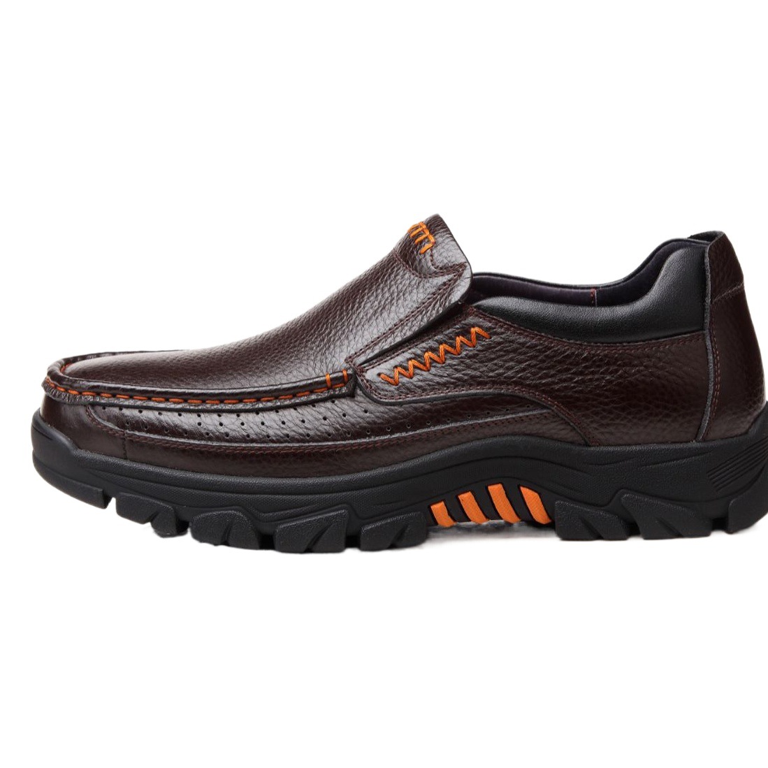 Cross-Border Factory Direct Sales Autumn New Genuine Leather Casual Business Leather Shoes for Men, Lightweight, Breathable, Non-Slip, Middle-Aged and Elderly People